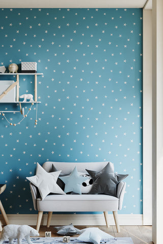 Lifestyle image of the Bobbi Beck Twinkle Blue Wallpaper