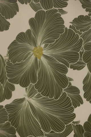 Close-up image of the Rockett St George Bohemian Bloom Moss Green Wallpaper
