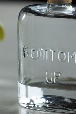 Close-up image of the Bottoms Up Glass Decanter