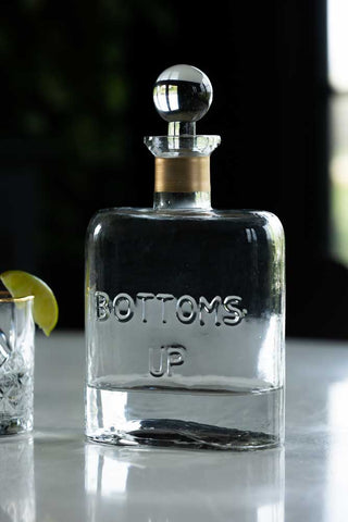 Lifestyle image of the Bottoms Up Glass Decanter