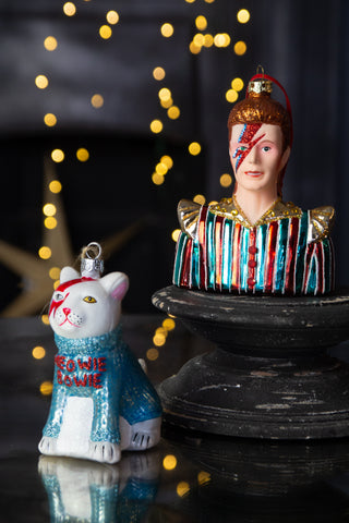 Image of the Ziggy Inspired Christmas Tree Decoration with the Meowie Bowie Cat Christmas Tree Decoration