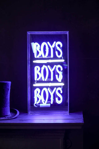 Image of the Boys Boys Boys Neon Light Box lit up