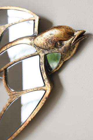 Image of the head on the Brass & Mirror Swallow Wall Decoration