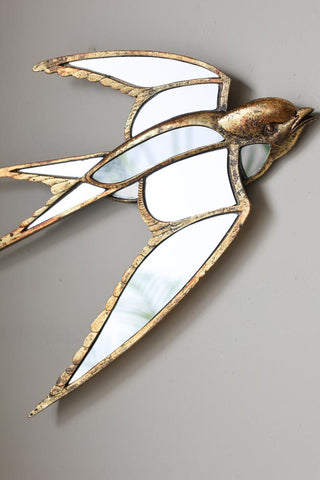 Image of the Brass & Mirror Swallow Wall Decoration