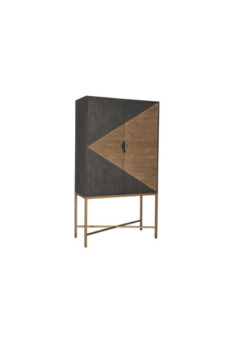 Image of the Brooklyn Black & Natural Oak Drinks Cabinet on a white background