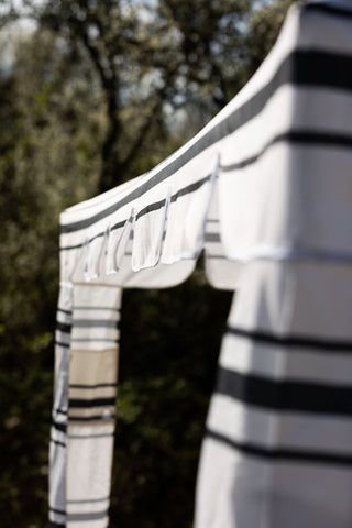 Close-up image of the Charcoal Striped Beach Cabana