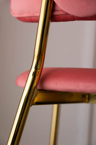 Image of the legs for the Coral Pink Velvet Bar Stool With Gold Legs