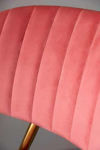 Image of the velvet for the Coral Pink Velvet Bar Stool With Gold Legs