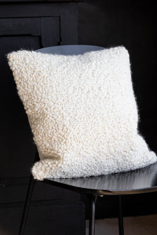 Lifestyle image of the Cream Chunky Boucle Cushion