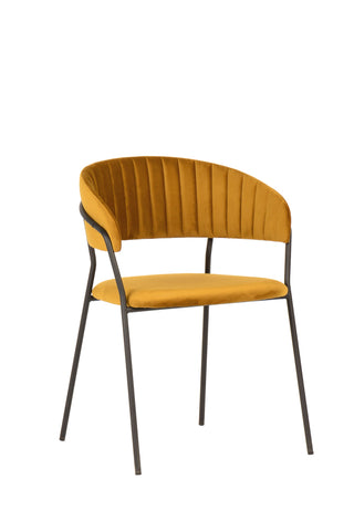 Cut-out image of the curved back velvet dining chair on a white background