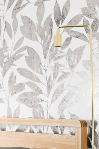 Lifestyle image of the Custhom Rye Pewter Wallpaper