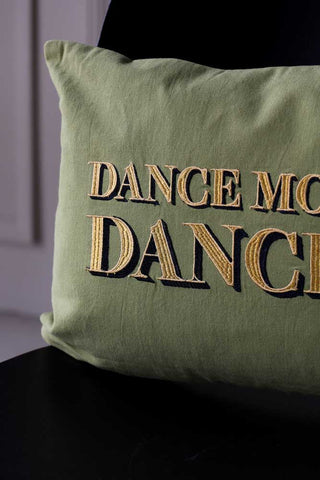 image of the Dance More Dances Embroidered Green Cushion
