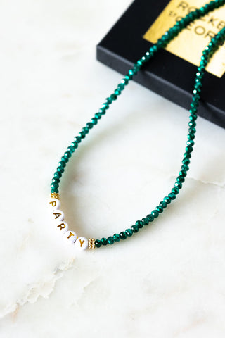 Close-up image of the Dark Green Party Necklace