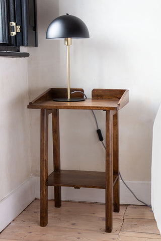 Image of the Dark Mango Wood Bedside Table With Cable Gap