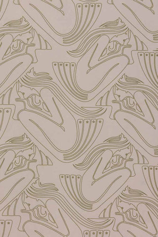 Close-up image of the Rockett St George Deco Nymph Blush Pink Wallpaper