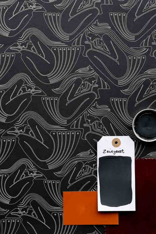 Flat lay image of the Rockett St George Deco Nymph Midnight Wallpaper