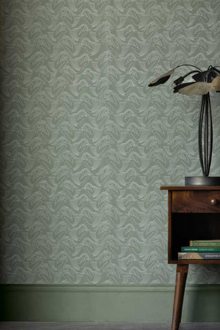Lifestyle image of the Rockett St George Deco Nymph Olive Wallpaper