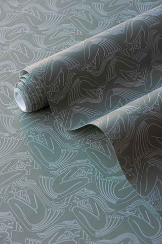 Detail image of the Rockett St George Deco Nymph Olive Wallpaper