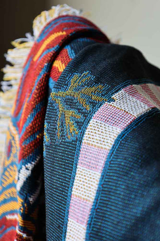 Close-up image of the Denim & Bone Midnight Blue Loved Woven Cotton Throw
