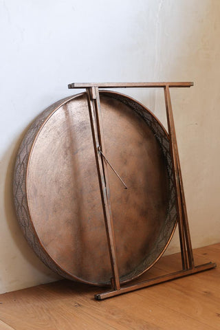 Image of the Detailed Bronze Tray Round Side Table collapsed