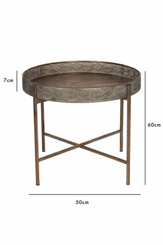 Dimension image of the Detailed Bronze Tray Round Side Table