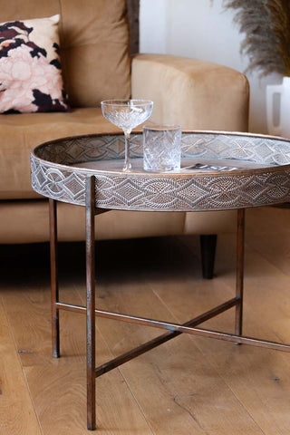 Image of the Detailed Bronze Tray Round Side Table