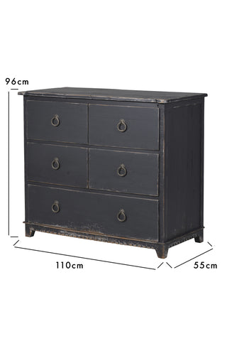 Dimension image of the Distressed Vintage Style 5-Drawer Chest Of Drawers