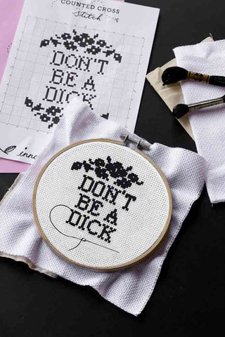 Image of the Don't Be A Dick Cross Stitch Kit