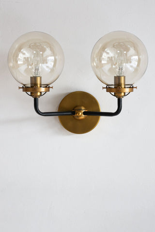 Image of the Double Globe Smoked Glass Wall Light