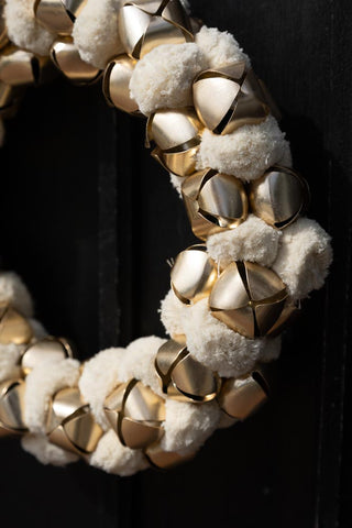 Close-up image of the Double-sided Ivory Bell Christmas Wreath