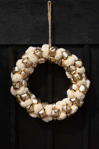 Lifestyle image of the Double-sided Ivory Bell Christmas Wreath