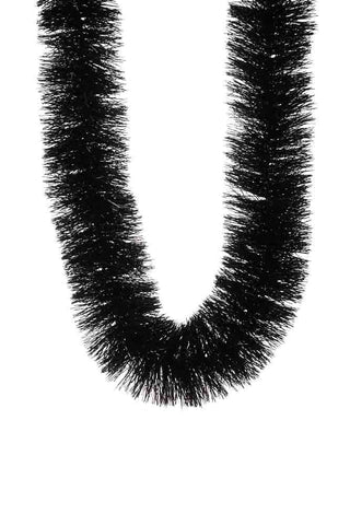 Detail image of the Eco-Friendly Recycled Black Tinsel on a white background