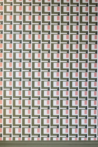 Image of the Rockett St George Electric Geometric Avocado Wallpaper
