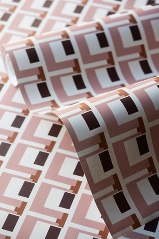 Detail image of the Rockett St George Electric Geometric Peach Wallpaper