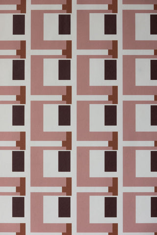 Close-up image of the Rockett St George Electric Geometric Peach Wallpaper