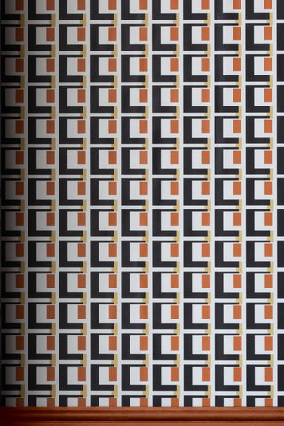 Image of the Rockett St George Electric Geometric Rust Wallpaper