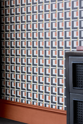 Detail image of the Rockett St George Electric Geometric Rust Wallpaper