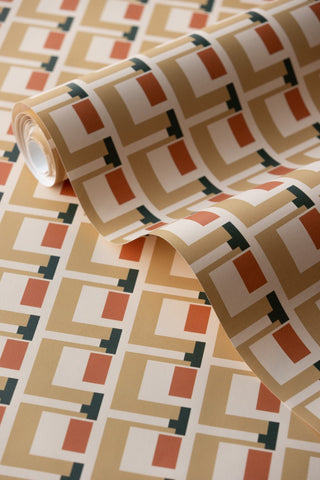 Close-up image of the Rockett St George Electric Geometric Sand Wallpaper