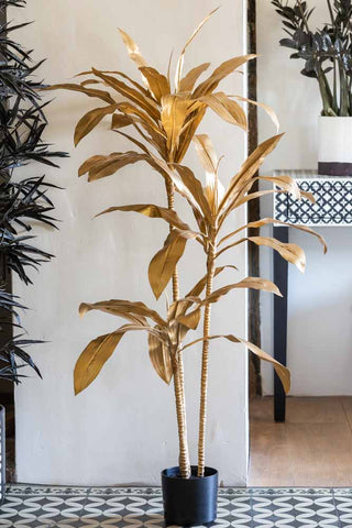 Lifestyle image of the Faux Gold Dracaena Plant