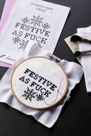 Image of the Festive As Fuck Cross Stitch Kit