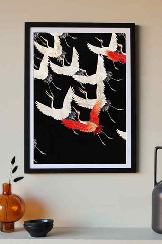 Image of the Flying Cranes Art Print - Framed
