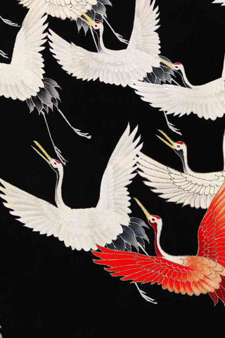 Close-up image of the Flying Cranes Art Print