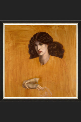Image of the Framed Mind The Gap La Donna Della Finestra by Rossetti Art Print on a dark background