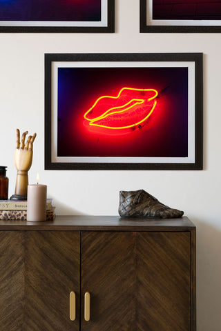 Image of the Framed Lips Neon Art Print