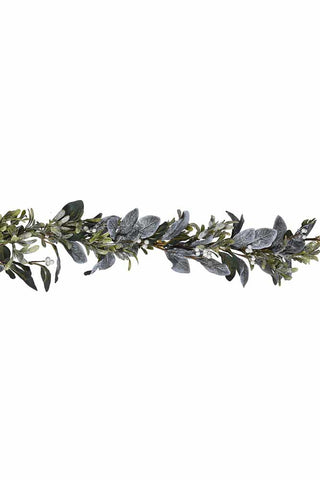 Image of the Frosted Laurel & Mistletoe Christmas Garland on a white background