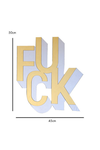 Image of the Fuck Decorative Wall Mirror on a white background with dimensions
