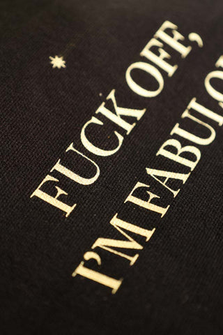 Close-up image of the Fuck Off I'm Fabulous Pouch Wash Bag
