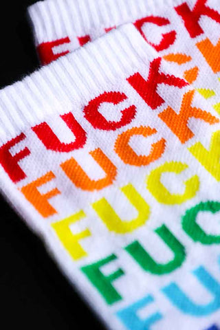 Detail image of the Fuck Off Rainbow Socks