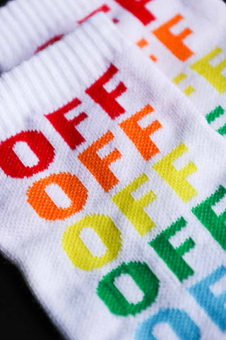 Image of the Fuck Off Rainbow Socks