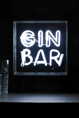 Image of the Gin Bar Neon Light Box lit up
